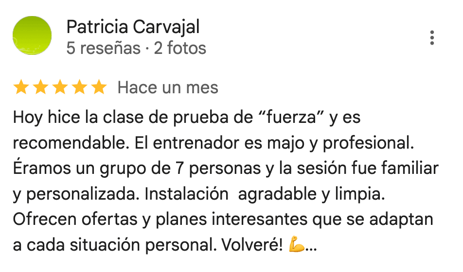 Reseña de 5 estrellas de 360Fitness Barcelona, captura 57 de mayo de 2025