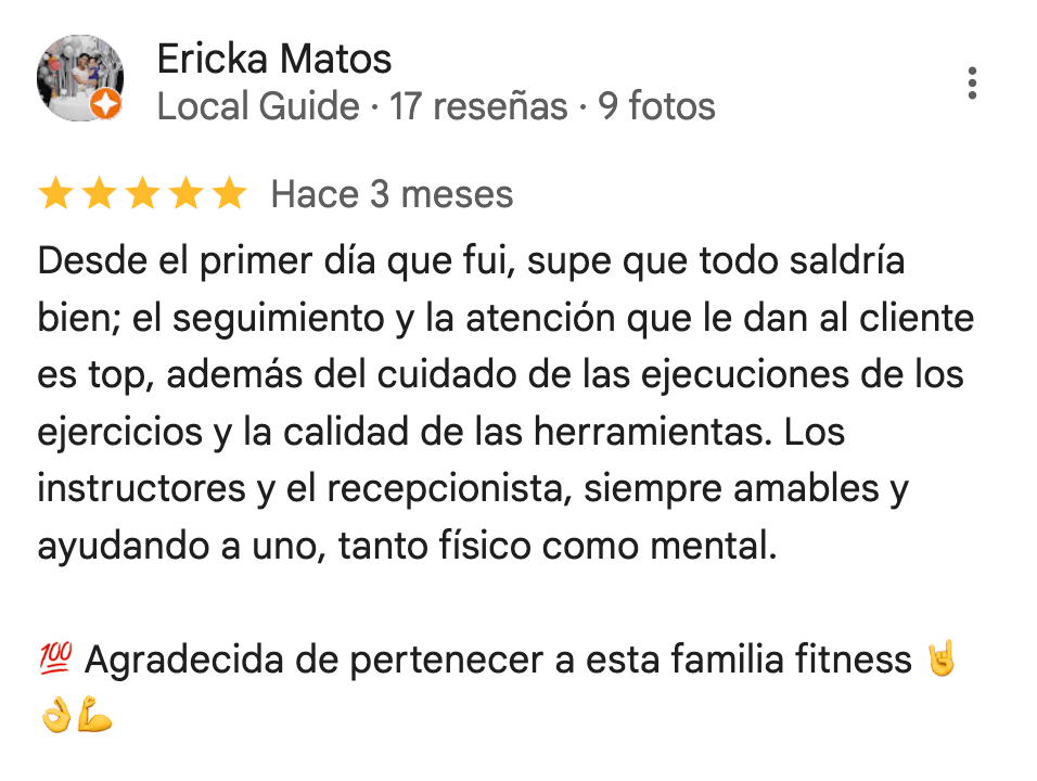Reseña de 5 estrellas de 360Fitness Barcelona, captura 60 de mayo de 2025