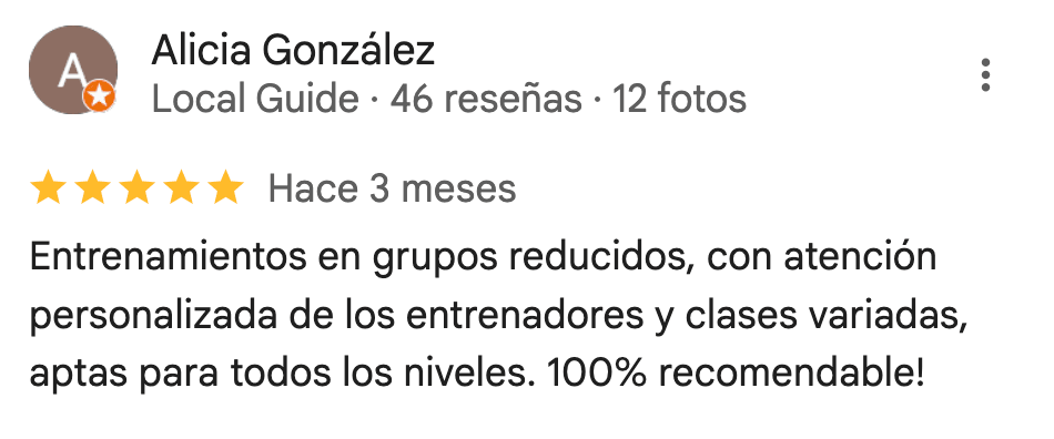 Reseña de 5 estrellas de 360Fitness Barcelona, captura 62 de mayo de 2025