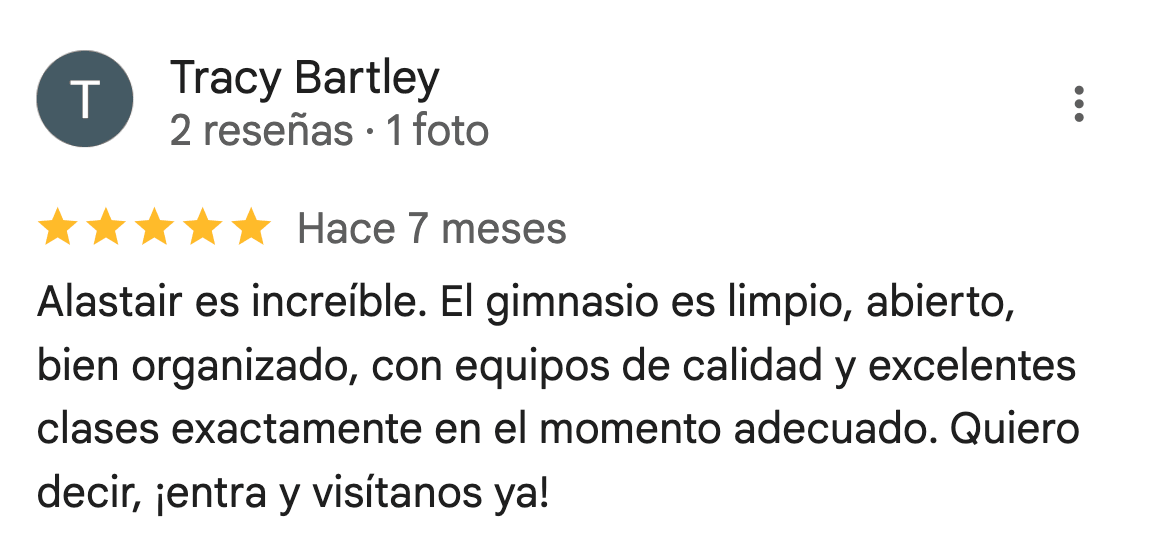 Reseña de 5 estrellas de 360Fitness Barcelona, captura 80 de mayo de 2025