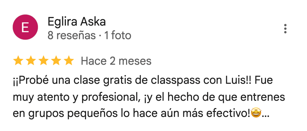 Reseña de 5 estrellas de 360Fitness Barcelona, captura 81 de mayo de 2025