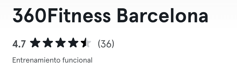Reseña de 5 estrellas de 360Fitness Barcelona, captura 42 de agosto de 2025