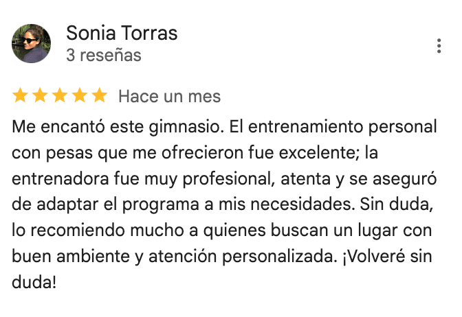 Reseña de 5 estrellas de 360Fitness Barcelona, captura 46 de agosto de 2025