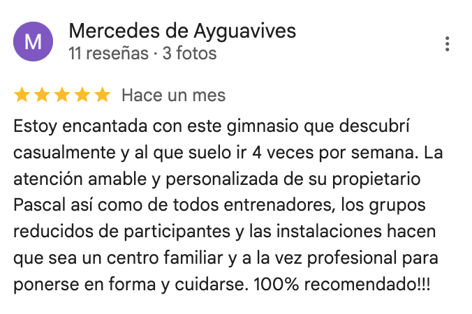 Reseña de 5 estrellas de 360Fitness Barcelona, captura 48 de agosto de 2025
