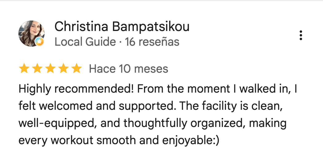 Reseña de 5 estrellas de 360Fitness Barcelona, captura 4 de julio de 2026