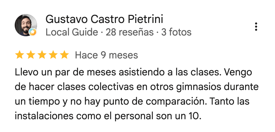 Reseña de 5 estrellas de 360Fitness Barcelona, captura 6 de julio de 2026