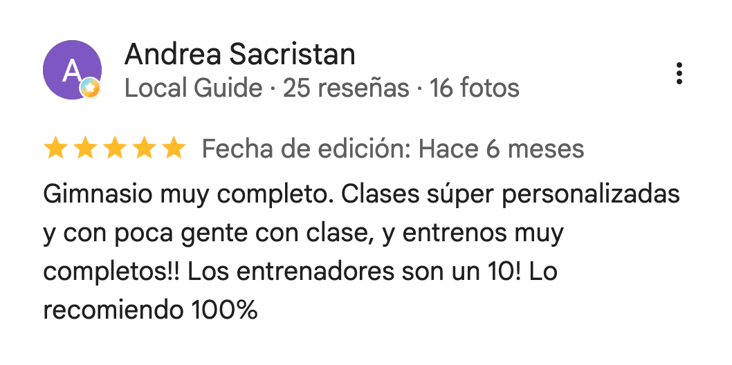 Reseña de 5 estrellas de 360Fitness Barcelona, captura 13 de julio de 2026