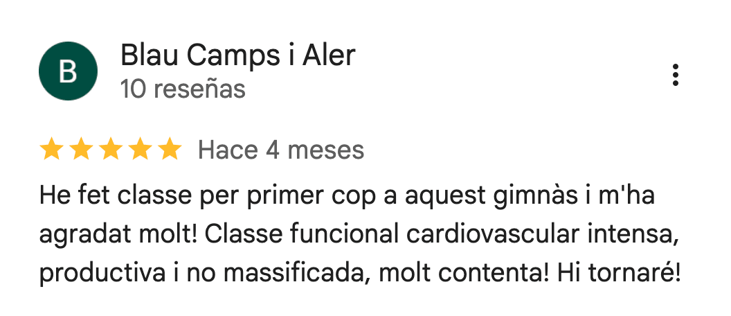 Reseña de 5 estrellas de 360Fitness Barcelona, captura 18 de julio de 2026