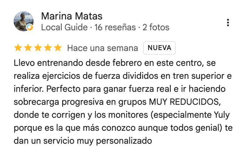 Reseña de 5 estrellas de 360Fitness Barcelona, captura 7 de octubre de 2026