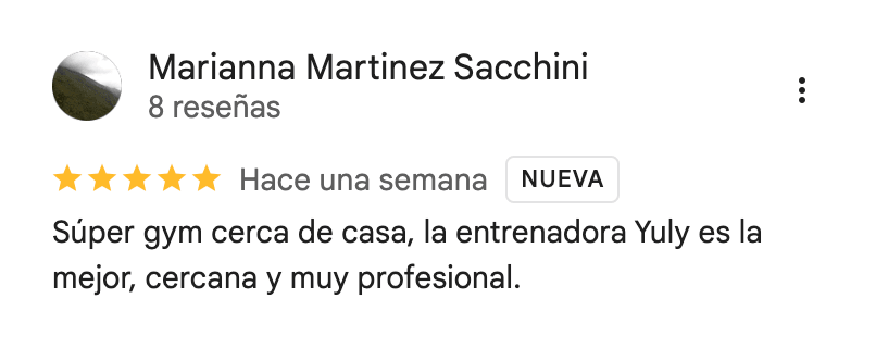 Reseña de 5 estrellas de 360Fitness Barcelona, captura 8 de octubre de 2026