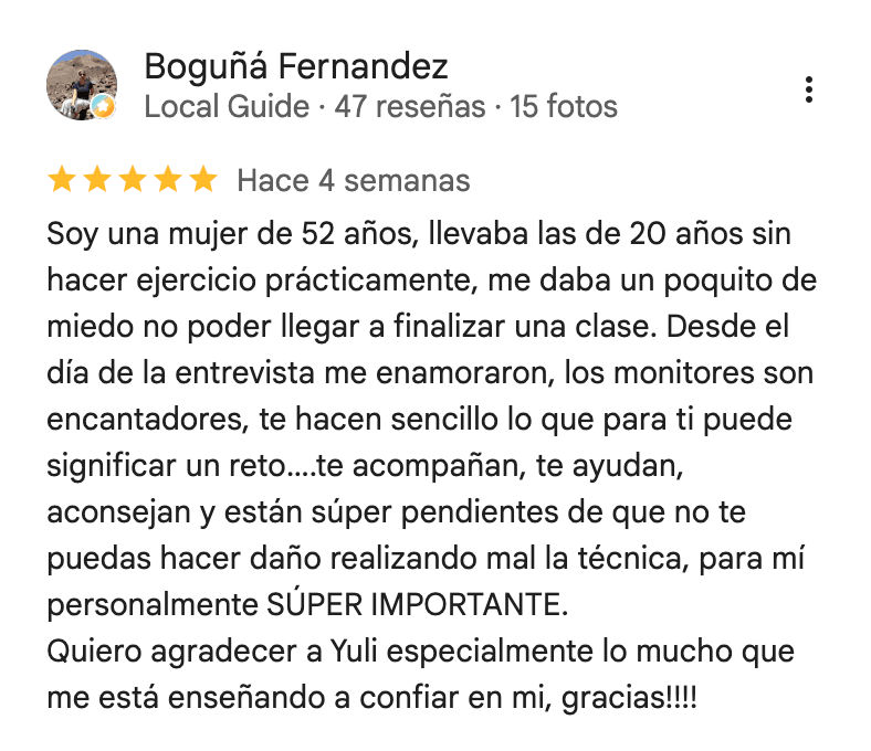 Reseña de 5 estrellas de 360Fitness Barcelona, captura 11 de octubre de 2026