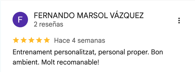 Reseña de 5 estrellas de 360Fitness Barcelona, captura 12 de octubre de 2026