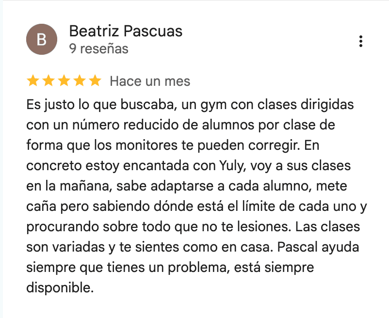 Reseña de 5 estrellas de 360Fitness Barcelona, captura 17 de octubre de 2026